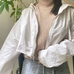 BDG Beige Cotton Raw Edge Hem Crop Jacket